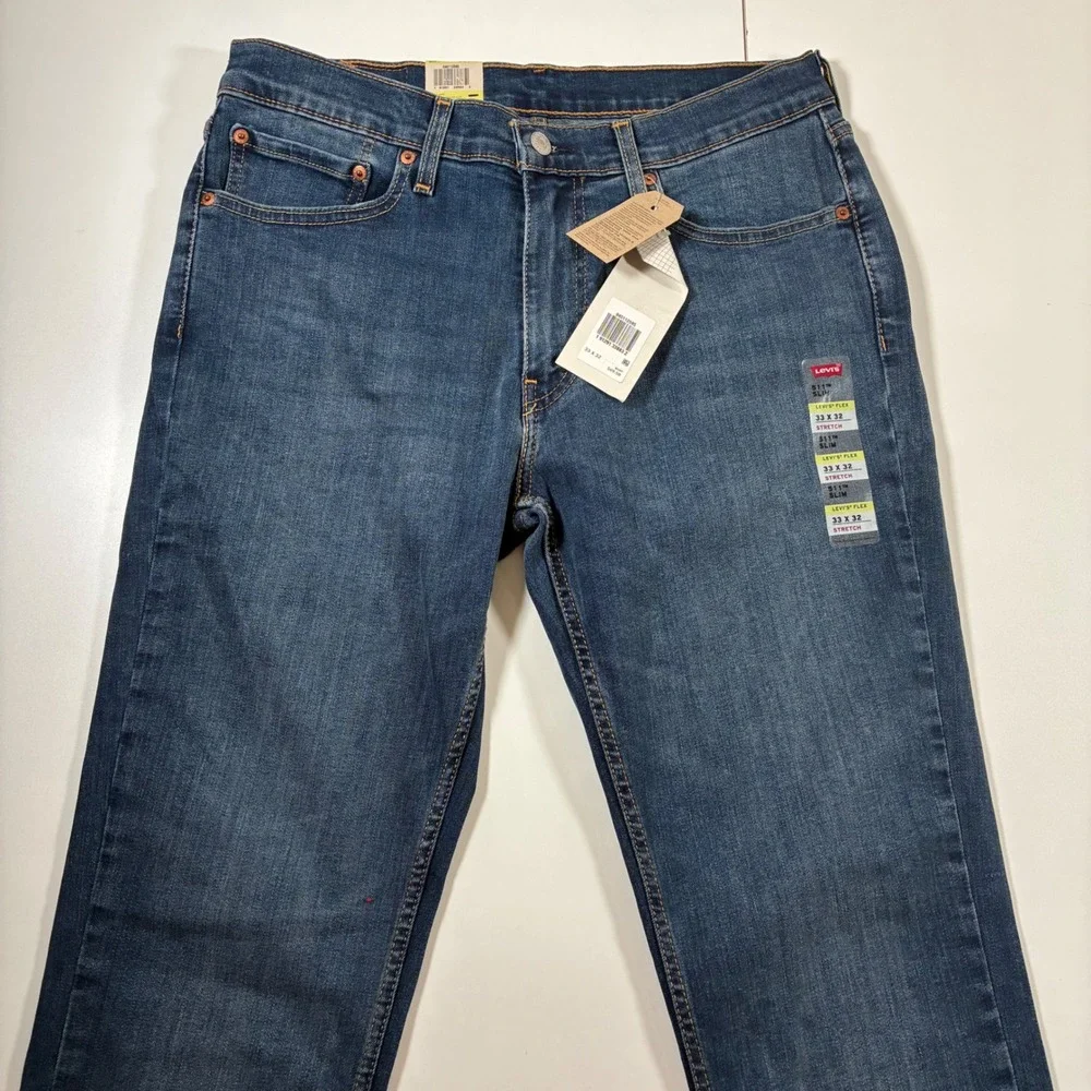 NEW‎ Levi's 511 Slim Jeans 33x32 Blue Stretch WaterLess USA Cowboy